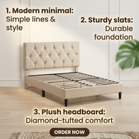 Lit simple ou double capitonné en cuir de haute qualité avec boutons décoratifs, livré en un seul emballage