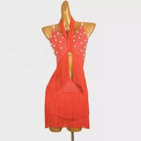 Robe de danse latine sans bretelles, taille unique, Costume de compétition professionnel, Samba Cha-Cha, en soie/coton, personnalisé Q420