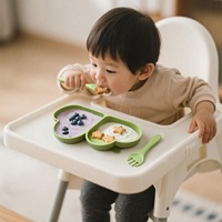 Nouveautés : Assiette divisée pour bébé sans BPA, vaisselle pour enfants avec ventouse, ensemble repas en silicone pour bébé