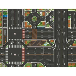 130*100CM City Traffic Play Mat Non-Woven Mat Kids Play Mat For School Educational Use Water Proof