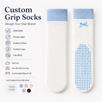 Chaussettes antidérapantes personnalisées OEM à marque privée pour Pilates et Yoga, avec nœud, bord côtelé très élastique et semelle en silicone
