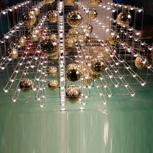 Lámpara de Araña de Cristal con Acabado Dorado, Base para Bombilla LED E26, 3500K Blanco Cálido, Control de Interruptor, Regulable, Altura Ajustable, Lámpara Colgante Grande - Product Image 3