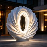 Sculpture lumineuse en spirale LED en fibre de verre de 2,5 m |   Art paysager extérieur imperméable pour hôtel, centre commercial, parc
