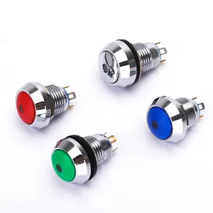 Waterproof Dot led lighted 12V 24V Momentary Metal On Off push button switches 12mm