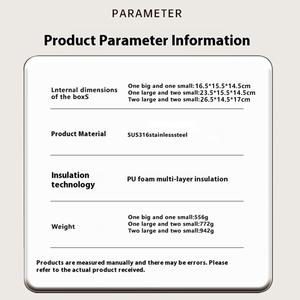 Contenedor Reutilizable de Tres Capas de Acero Inoxidable 316, Aislado, Resistente a Fugas, con 3 Compartimentos Desmontables y Fácil de Limpiar - Product Image 5
