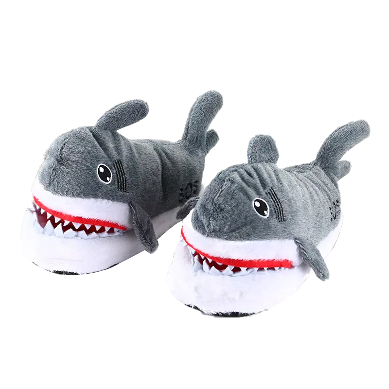 Customizable America Adult 3D Animal Design Shark Plush Animal Slippers