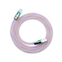 Câble de charge rapide transparent en silicone peint PVD coloré, conducteur en cuivre pur, connecteurs USB-A/Type-C, compatible avec la marque BJC