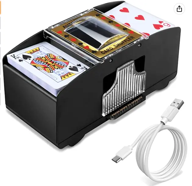 Máy Đánh Bạc Điện Tử EASTOMMY Poker Card Shuffling Machine,2 Deck Poker Card Shuffling Machine Battery Operated Plastic Cards Mixer