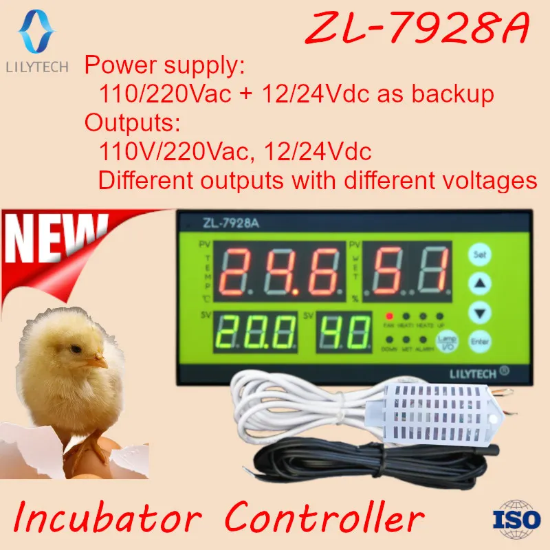 ZL-7928A, 110/220Vac, Battery backup, all are dry outputs, Flexible, Incubator Controller, Advanced perfect solar possible,XM-18