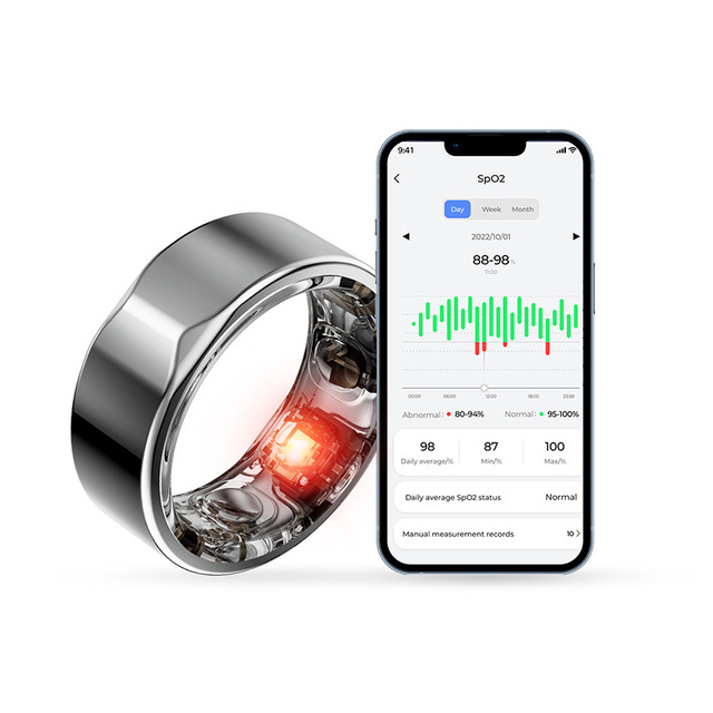 2301A Android Phone Compatible Smart Ring Fitness Tracker Blood Pressure Heart Rate Sleep Monitor for Men Connects Health App