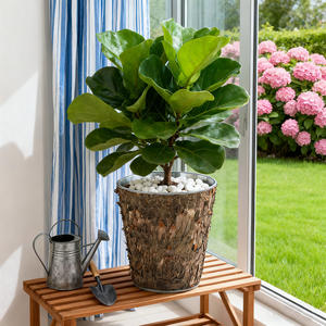 植木鉢0.8ガロン天然バーチ樹皮覆われた金属製植木鉢屋外庭用 - Product Image 1