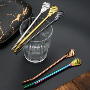 ช้อนกรองสแตนเลส 304 แบบโค้งงอได้สำหรับกาแฟชาผลไม้พร้อมหัวกรองแบบมีรู ความยาว 21 ซม. - Product Image 2