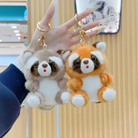 Porte-clés en peluche petit raton laveur mignon et moelleux, pendentif de sac en peluche douce, adorable poupée de dessin animé, breloque de sac à dos, cadeau pour filles