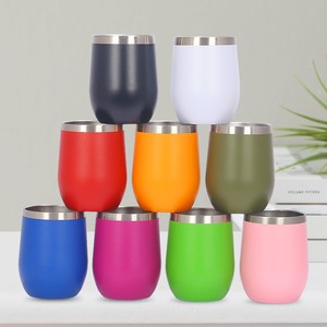 12oz Stainless Steel Wine Tumbler With Cups With Lids and Straws Double Wall Glass Cup Thermal Glasses Steel Travel Mug - Product Image 1