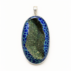 Colgante de piedra drusa en plata alemana - joyería de cristal/piedra preciosa, regalo para el Día de la Madre/cumpleaños/compromiso/boda/aniversario - Product Image 2