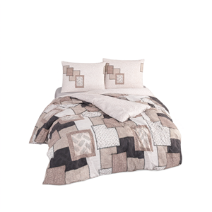 Parure de lit double en coton tissé uni Karden Flower Eva, housse de couette marron, drap plat, 2 taies d'oreiller, douce et respirante, textile de maison - Product Image 2