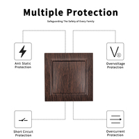 Antique Bois Rétro Norme UE Européenne 250V 10A 16A Bouton Poussoir Tactile Électrique Double Type C Prise USB Interrupteur Mural