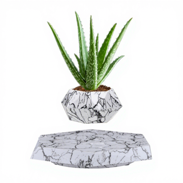 ABS Plastic Magnetic Levitation Agriculture Marble Affordable Smart Flower Plant Pot Magnetic Levitation