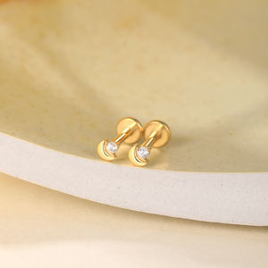 Piercing <span class=keywords><strong>Labret</strong></span> de Titanio ASTM F136 G23 con Diseño de Luna y Circonitas, Joyería de Lujo para Mujer, Piercing para Oreja, Nariz, Labio - Product Image 2