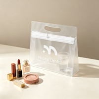 Étui à cosmétiques en PVC transparent avec logo personnalisé, grande taille, portable, tendance, imperméable, couleur bonbon, avec fermeture éclair