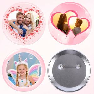 Badge bouton en étain vierge pour sublimation, personnalisable avec logo imprimé, type épingle de revers - Product Image 1