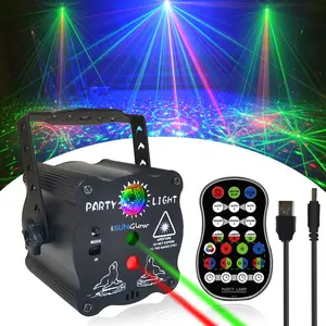 60 Patterns Mini Rechargeable DJ Disco Light Strobe Party Stage Lighting Voice Control Laser Dance Projection Light RGB Lamp