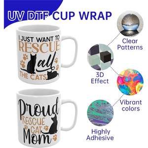 12 Hojas Impermeables con Protección UV para Pegatinas para Tazas y Vasos, Parches Termoadhesivos con Diseños de Dibujos Animados - Product Image 4