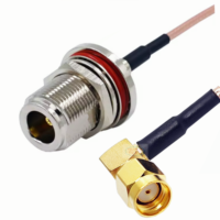 Câble coaxial RF Pigtail N femelle traversant vers RP SMA mâle 90° RG316 RG142 RG400 RG179