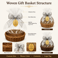 Panier à vin en osier tissé durable de qualité supérieure avec logo personnalisé, panier-cadeau artisanal en osier pour Noël, anniversaire