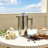 Cafetière à filtre double couche en acier inoxydable 304 pour infusion à la française, bouilloire à thé multifonctionnelle pour usage domestique