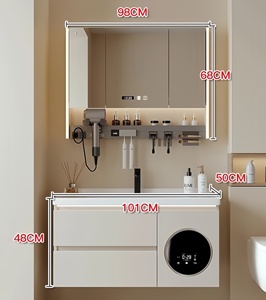 Modern Luxury White bathroom vanity cabinet set with Ceramic Basin 101CM Width Minimalist Design - Product Image 1