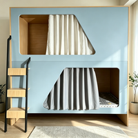 Lit superposé durable en métal et bois pour hôtel et appartement, lit superposé double capsule spatiale, mobilier de dortoir, direct usine