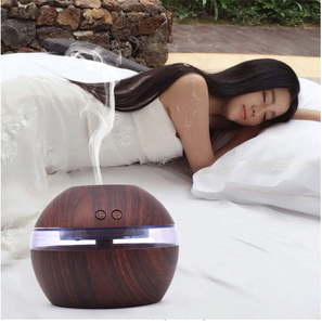 Mini USB, difusor de Aroma ultrasónico de gran capacidad, humidificador de aire de aceite esencial de grano de madera moderno con luces LED, generador de niebla fría - Product Image 5