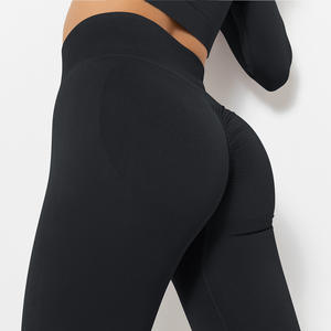 OEM ODM Pantalon de yoga sans couture à taille haute pour femmes, pêche, hanche, contrôle du ventre, leggings de sport pour l'entraînement en plein air, taille élastique - Product Image 5