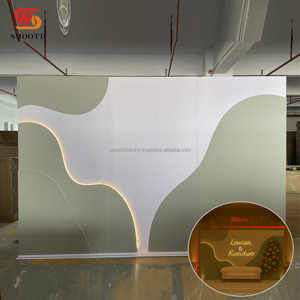 โคมไฟ LED อะคริลิคสีเขียวอ่อนแบบสั่งทำเรียบสำหรับงานแต่งงาน8 * 9ft อุปกรณ์ตกแต่งพื้นหลังผนังอีเวนต์ซุ้ม - Product Image 1