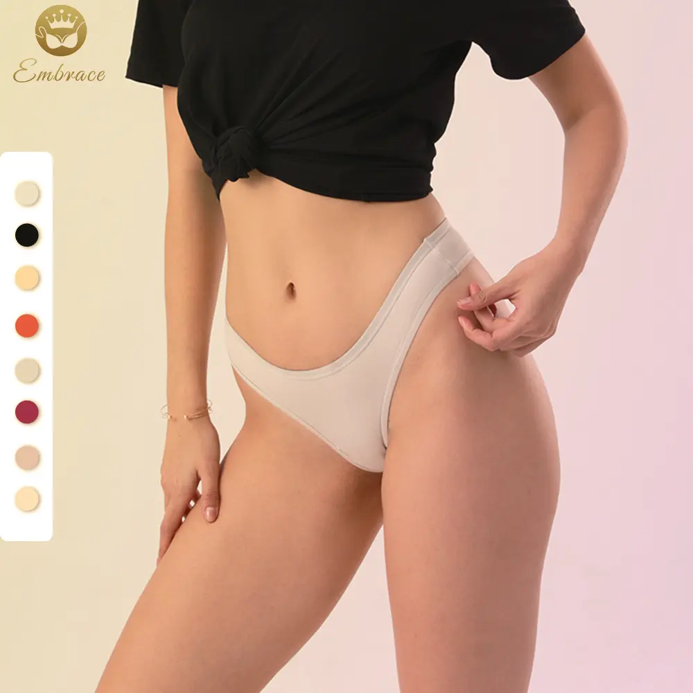 Custom Own Logo Cotton Solid Color Ladies Underwear Panties European Women Thongs