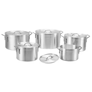5PCS de aluminio Stock Pot con pesado de utensilios de cocina de restaurante