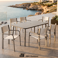 J&M Outdoor Économique 	 Ensemble de 6 chaises modernes en aluminium pour hôtel, tables de réception, canapé de salle à manger extérieure pour restaurant