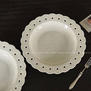Style cour française en relief Vintage dentelle garniture <span class=keywords><strong>creuse</strong></span> en céramique soupe pâtes <span class=keywords><strong>assiette</strong></span> à Dessert commerce extérieur surplus plats assiettes - Product Image 4