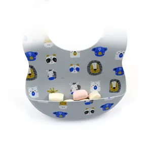 定制OEM婴儿BPA免费可爱儿童喂养套装防水硅胶手帕围兜