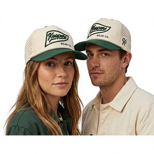 หมวกแก๊ป Keepers Trucker แบบ 6 แผง ตาข่ายปรับได้ สีเบจเขียว ปักโลโก้ ยูนิเซ็กส์ สวมใส่สบายๆ สำหรับฤดูใบไม้ผลิและฤดูร้อน - Product Image 1