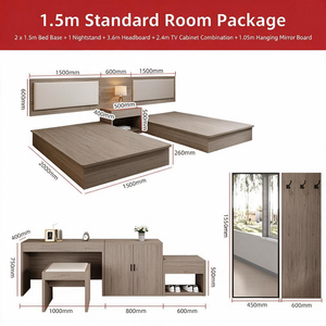 Muebles Combinados Modernos para Hotel, Hostal o Apartamento, Escritorio de Madera Contrachapada Rojo Marrón, Perchero, Soporte para TV, Taburete para Habitación - Product Image 2