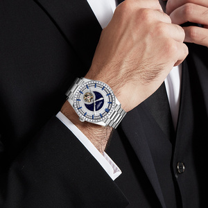 Montre mécanique classique pour homme avec cadran diamanté OEM ODM, logo personnalisé, acier inoxydable, automatique, verre saphir, 50M - Product Image 4