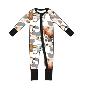 Maßgefertigte Farm-Print Bambus-Babykleidung Schlafanzüge Bambus-Baby-Reißverschluss-Strampler Kleinkind-Kinder-Einteiler Bambus-Baby-Pyjama - Product Image 4