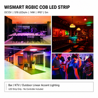 Bande LED COB RGBIC WISMART 12V, 576 LED/m, 5m, 14W, IP67, étanche, adressable, effet de poursuite de couleur, pour bar, KTV, décoration extérieure