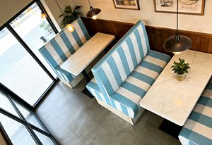 Meubles de restaurant commerciaux de luxe des années 1950, <span class=keywords><strong>canapé</strong></span> en cuir pour coin café avec table en pierre frittée pour bar de style industriel - Product Image 4