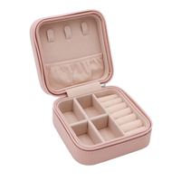 Étui de rangement pour bijoux en cuir PU de forme carrée portable avec fermeture à glissière, petite boîte de voyage 10x10x5cm