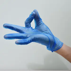Blue Thick And Stretchy Medium Powder Free Vinyl Disposable Glovees