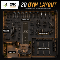 Équipement de Gym Commercial Complet SK – Ensemble Complet avec Visualisation 3D et Aménagement – Musculation, Cardio, Poids Libres – Vente Directe Usine OEM/ODM
