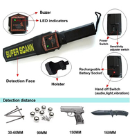 Détecteur de métaux portatif MD3003B1 à balayage 360° toutes directions avec alarme sonore pour inspection de sécurité – Vente directe usine à prix réduit
